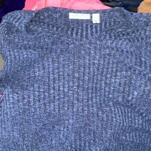 Women’s  Blue & Black V-neck Sweater  Susan Graver Size L